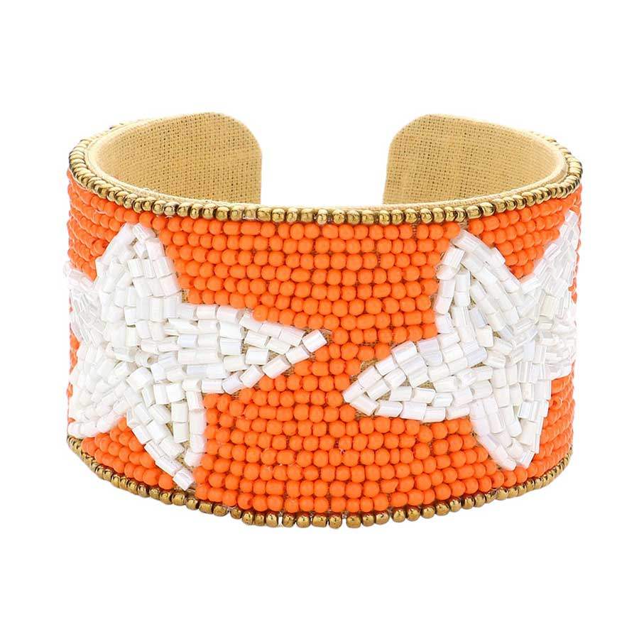 Game Day Beaded Star Accented Cuff Bracelet - Madeline Love - Flyclothing LLC