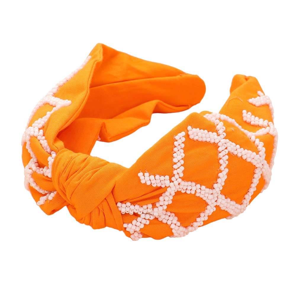 Game Day Seed Beaded Check Patterned Knot Burnout Headband - Madeline Love - Flyclothing LLC