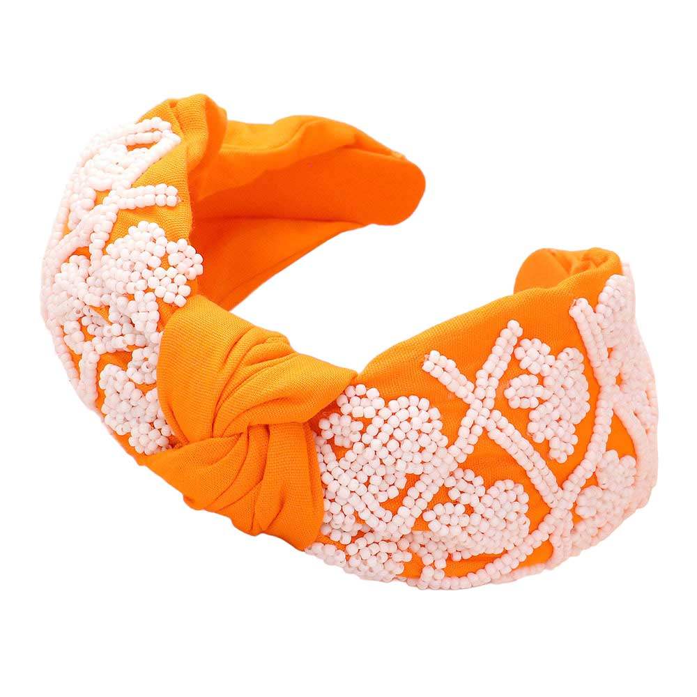 Game Day Seed Beaded Paw Knot Burnout Headband - Madeline Love - Flyclothing LLC