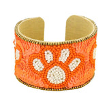 Game Day Sequin Seed Beaded Paw Accented Cuff Bracelet - Madeline Love - Flyclothing LLC