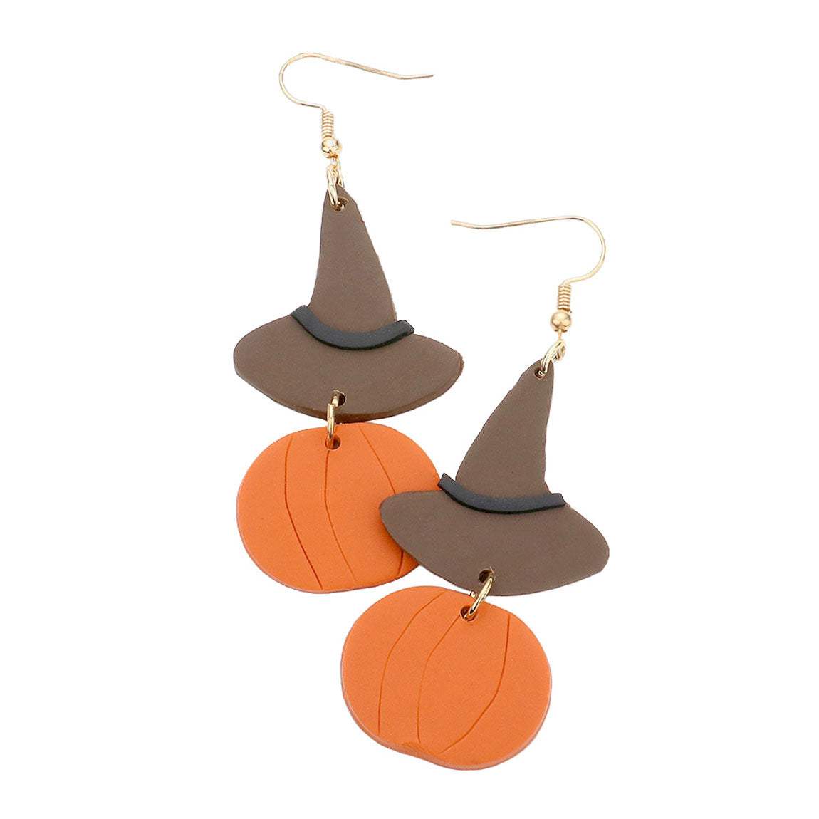 Witch Hat Pumpkin Polymer Clay Dangle Earrings - Madeline Love - Flyclothing LLC