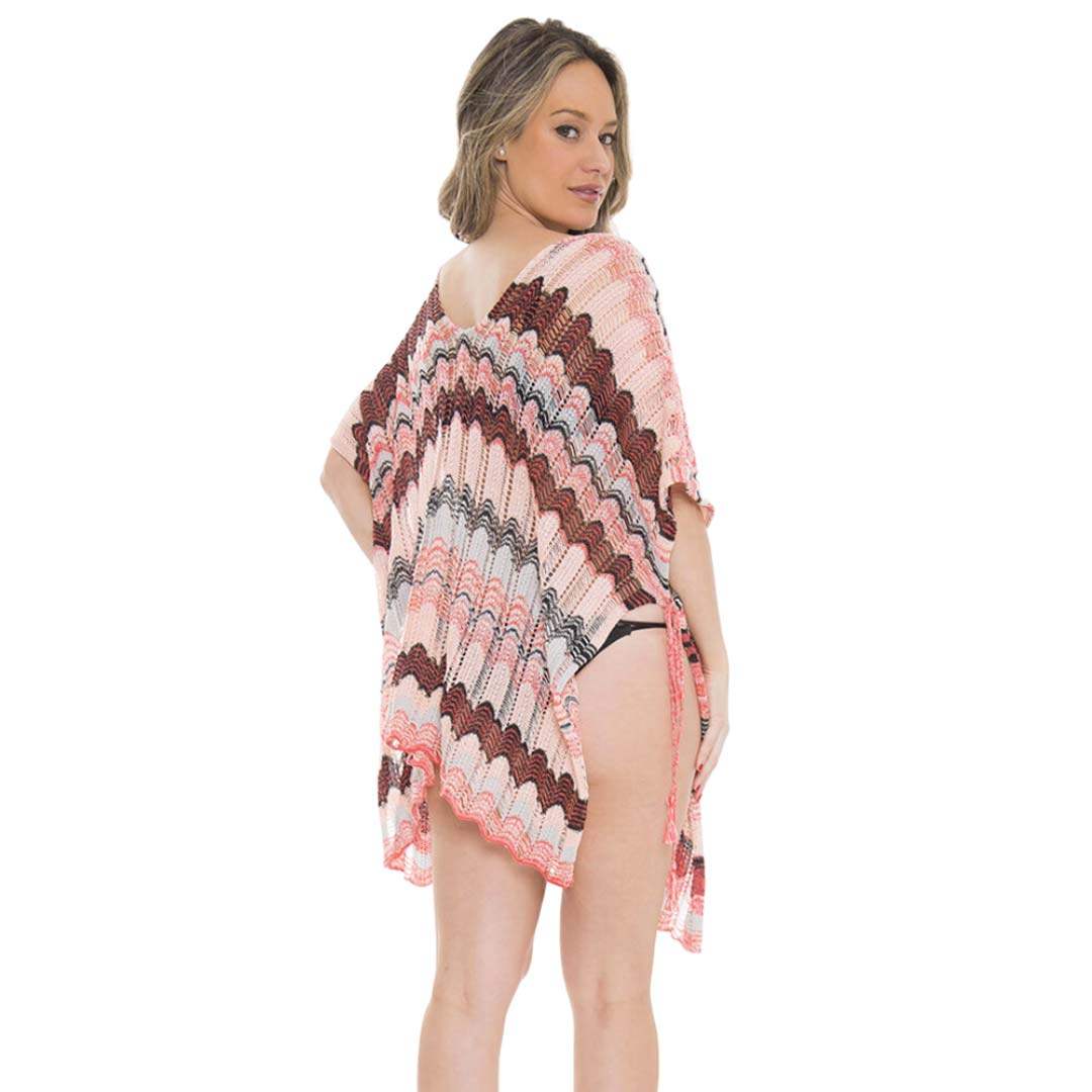 Zigzag Chevron Patterned Front Tie Cover Up - Madeline Love - Flyclothing LLC