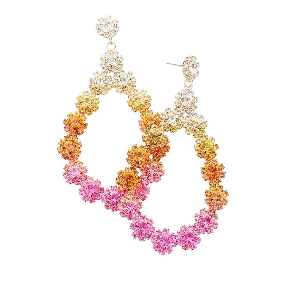 Floral Open Teardrop Ombre Evening Earrings - Madeline Love - Flyclothing LLC