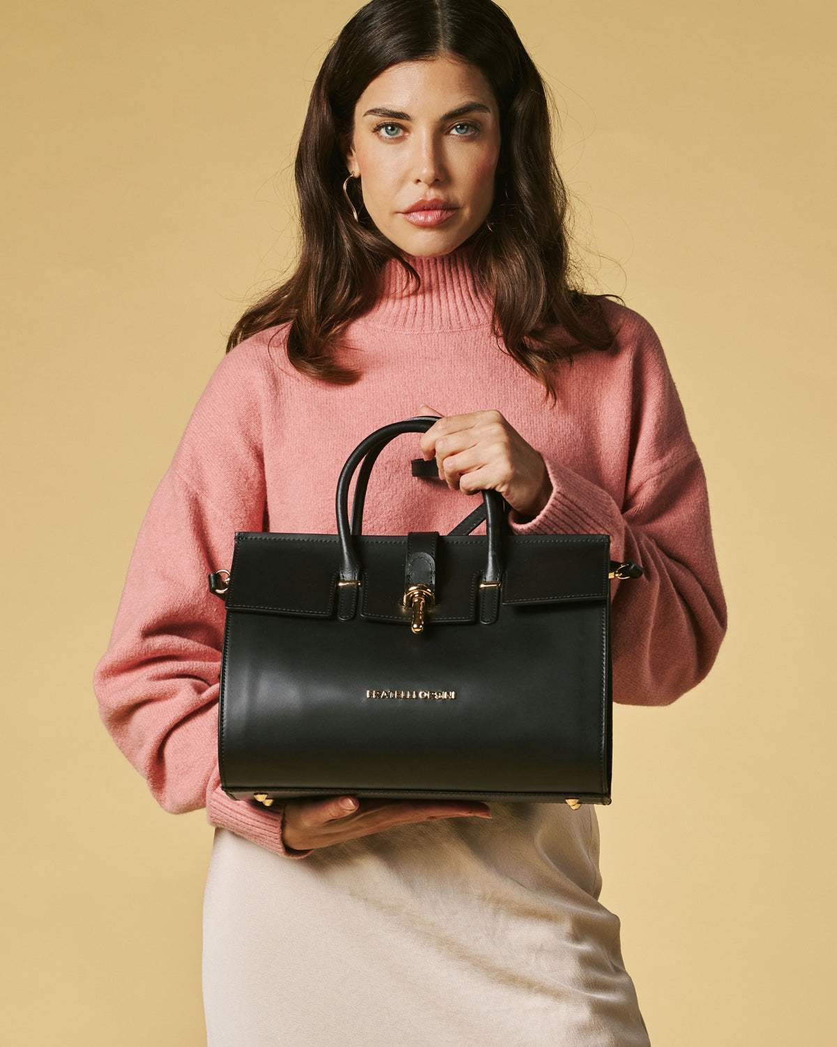 Oriana (black) - Italian calf leather women's handbag (with shoulder strap) - Leather Gloves Online - Flyclothing LLC