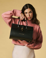 Oriana (black) - Italian calf leather women's handbag (with shoulder strap) - Leather Gloves Online - Flyclothing LLC