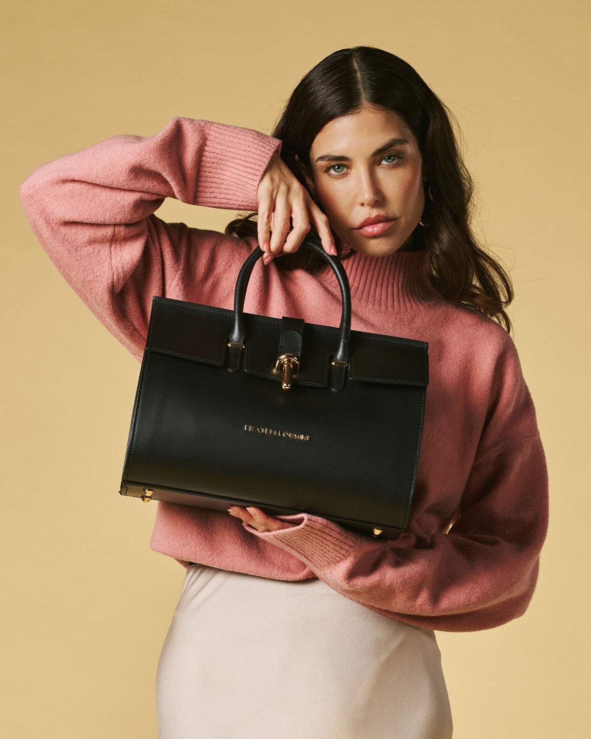Oriana (black) - Italian calf leather women's handbag (with shoulder strap) - Leather Gloves Online - Flyclothing LLC