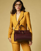 Oriana (eggplant) - Italian calf leather women's handbag (with shoulder strap)