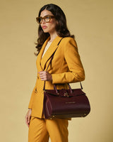 Oriana (eggplant) - Italian calf leather women's handbag (with shoulder strap)