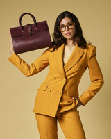 Oriana (eggplant) - Italian calf leather women's handbag (with shoulder strap)