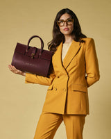 Oriana (eggplant) - Italian calf leather women's handbag (with shoulder strap)