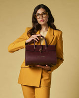 Oriana (eggplant) - Italian calf leather women's handbag (with shoulder strap)