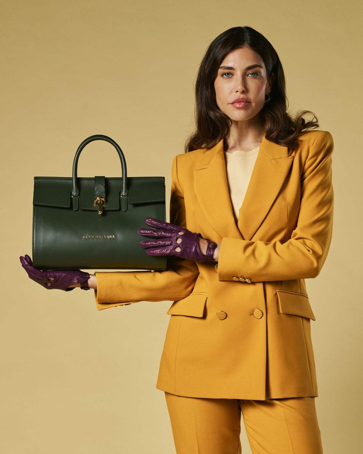Oriana (green) - Italian calf leather women's handbag (with shoulder strap)