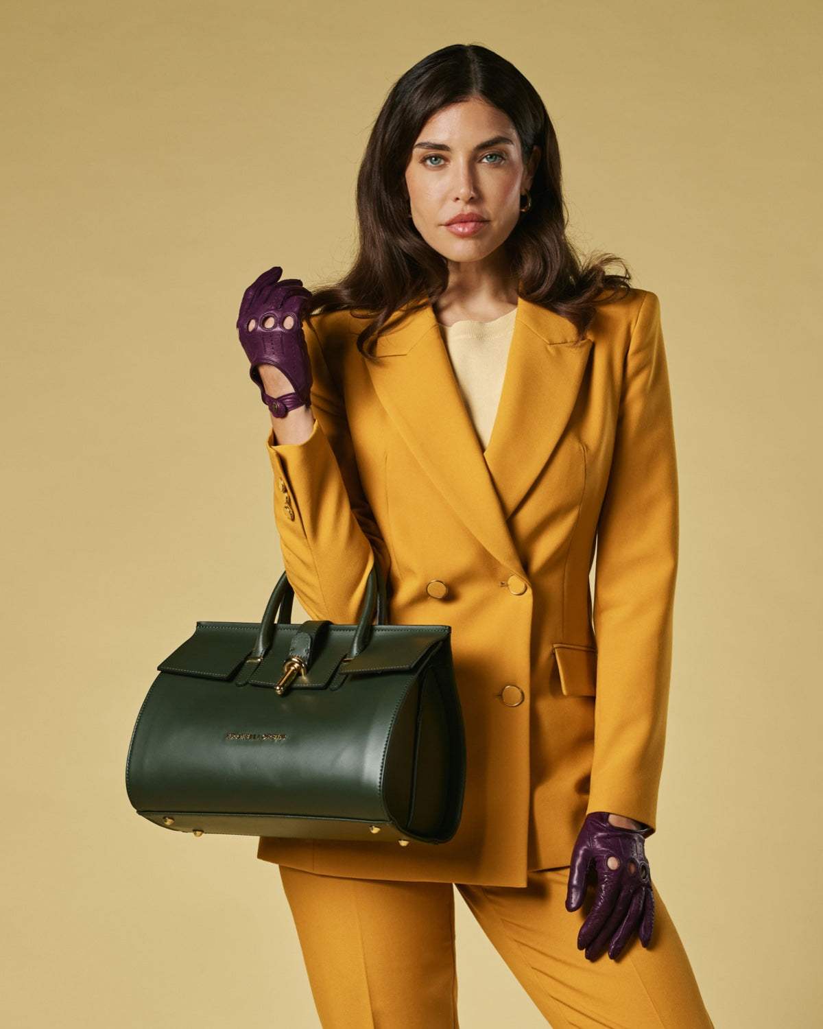 Oriana (green) - Italian calf leather women's handbag (with shoulder strap)