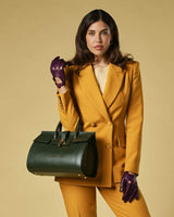Oriana (green) - Italian calf leather women's handbag (with shoulder strap)