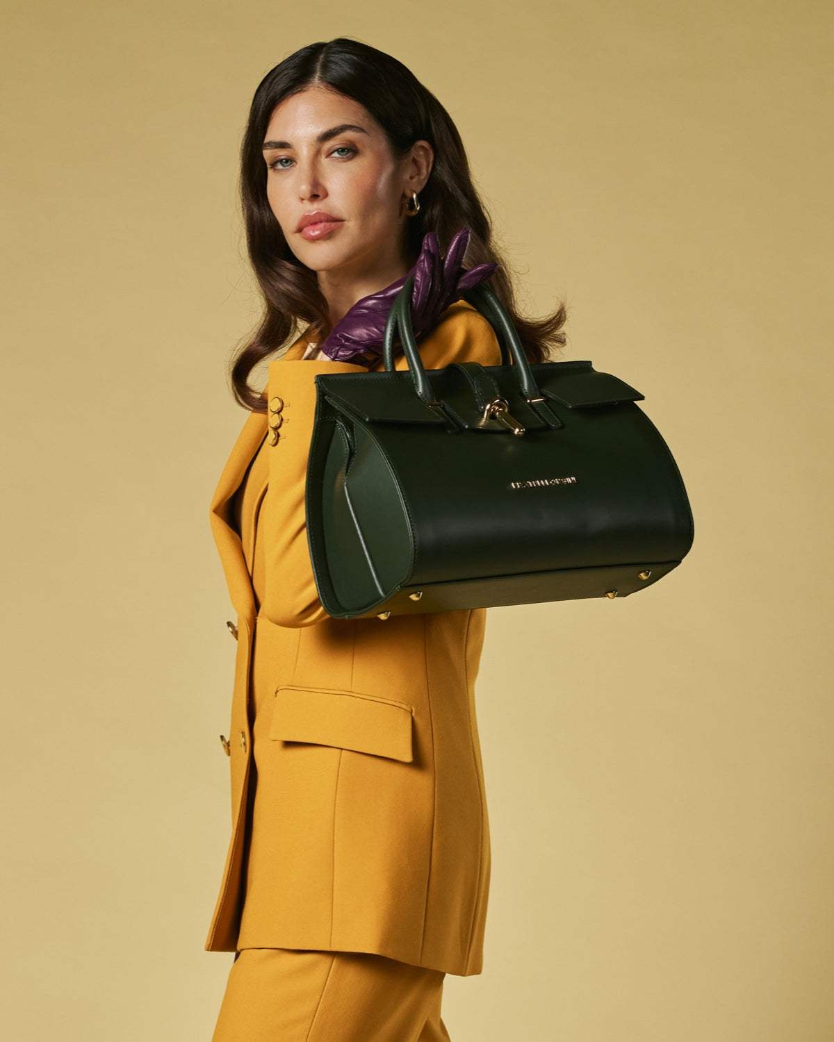 Oriana (green) - Italian calf leather women's handbag (with shoulder strap)