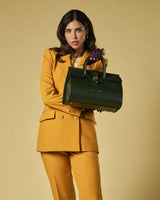 Oriana (green) - Italian calf leather women's handbag (with shoulder strap)
