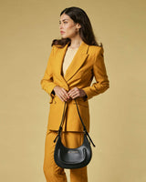 Ornella (black) - Italian calf leather women's crossbody bag (with shoulder strap)