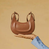 Ornella (cognac) - Italian calf leather women's crossbody bag (with shoulder strap)