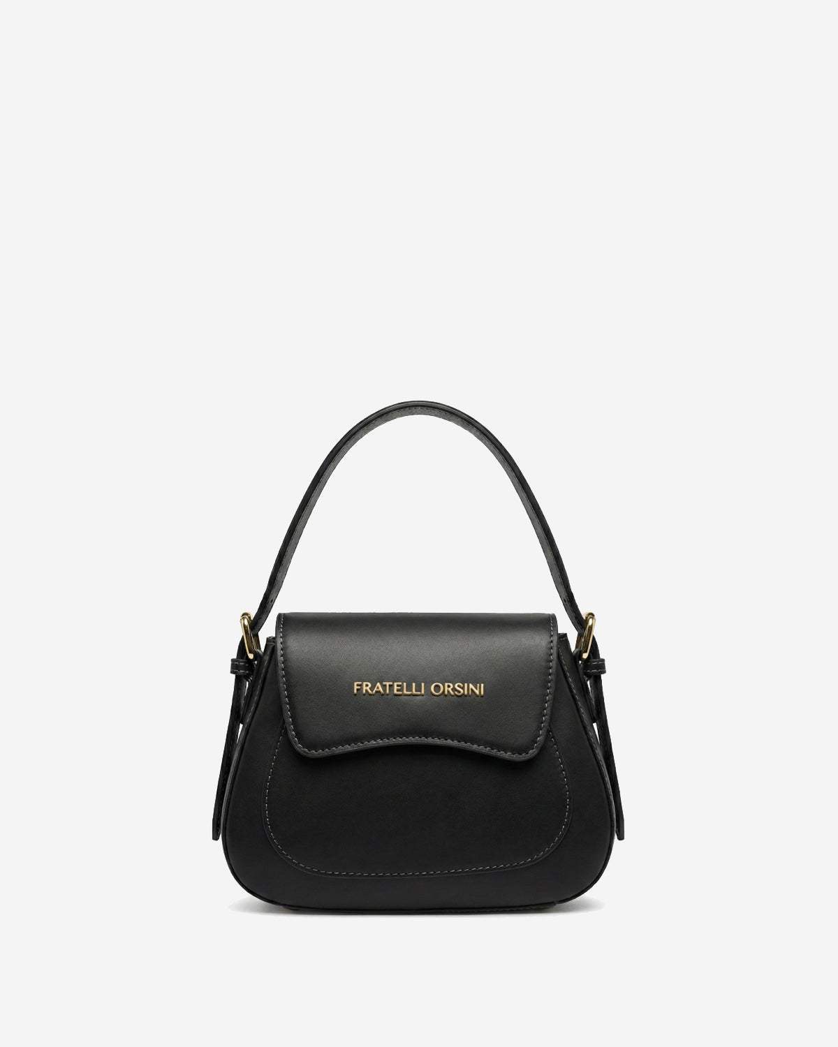 Ottavia (black) - Italian calf leather women's crossbody bag (with shoulder strap)