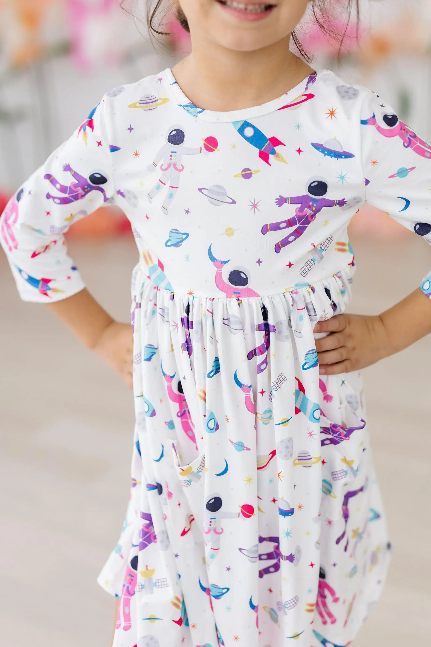 Out of this World 3/4 Sleeve Pocket Twirl Dress - Mila & Rose ® - Flyclothing LLC