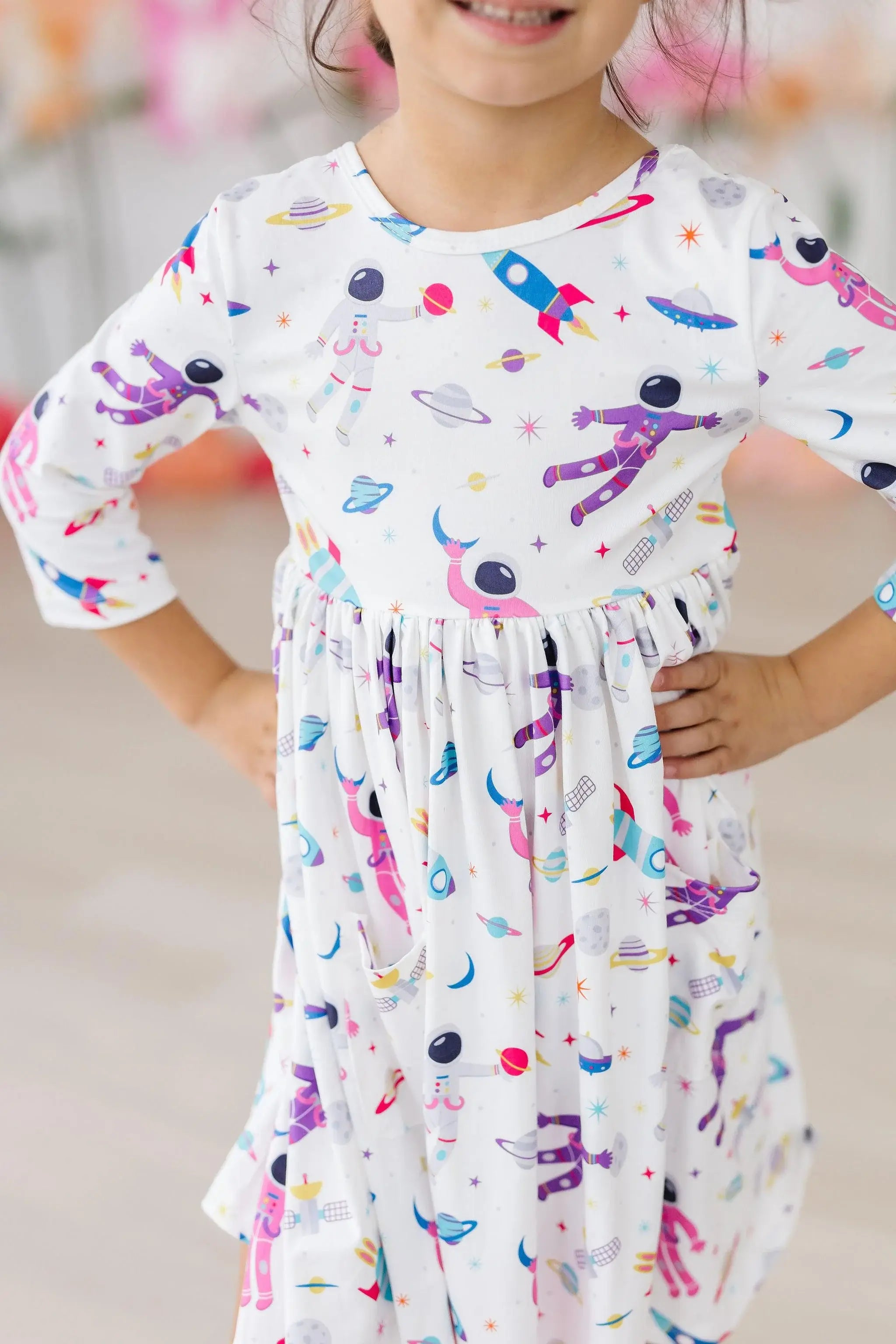 Out of this World 3/4 Sleeve Pocket Twirl Dress - Mila & Rose ® - Flyclothing LLC