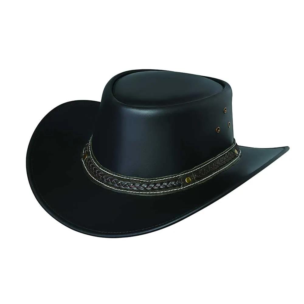 Outlands - Men's Leather Cowboy Hat with Stitched Braided Band - Unik Just for Bikers - Flyclothing LLC