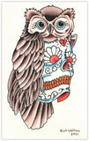 Black Market Art Company Owl Sugar Skull Print