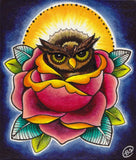 Black Market Art Company Owl and Rose Print