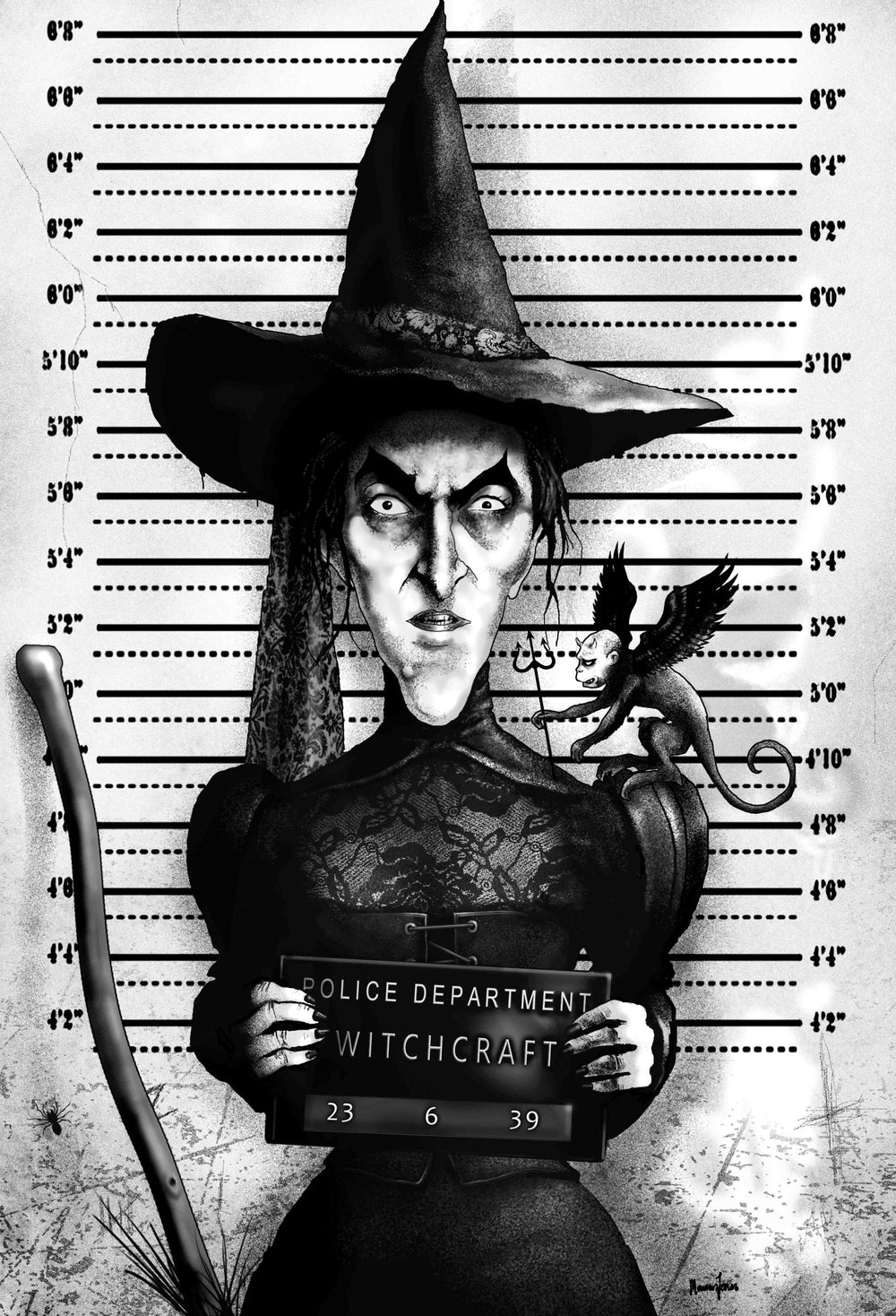 Black Market Art Company OZ WITCH MUGSHOT & Wizard of Oz Movie Art Print Print