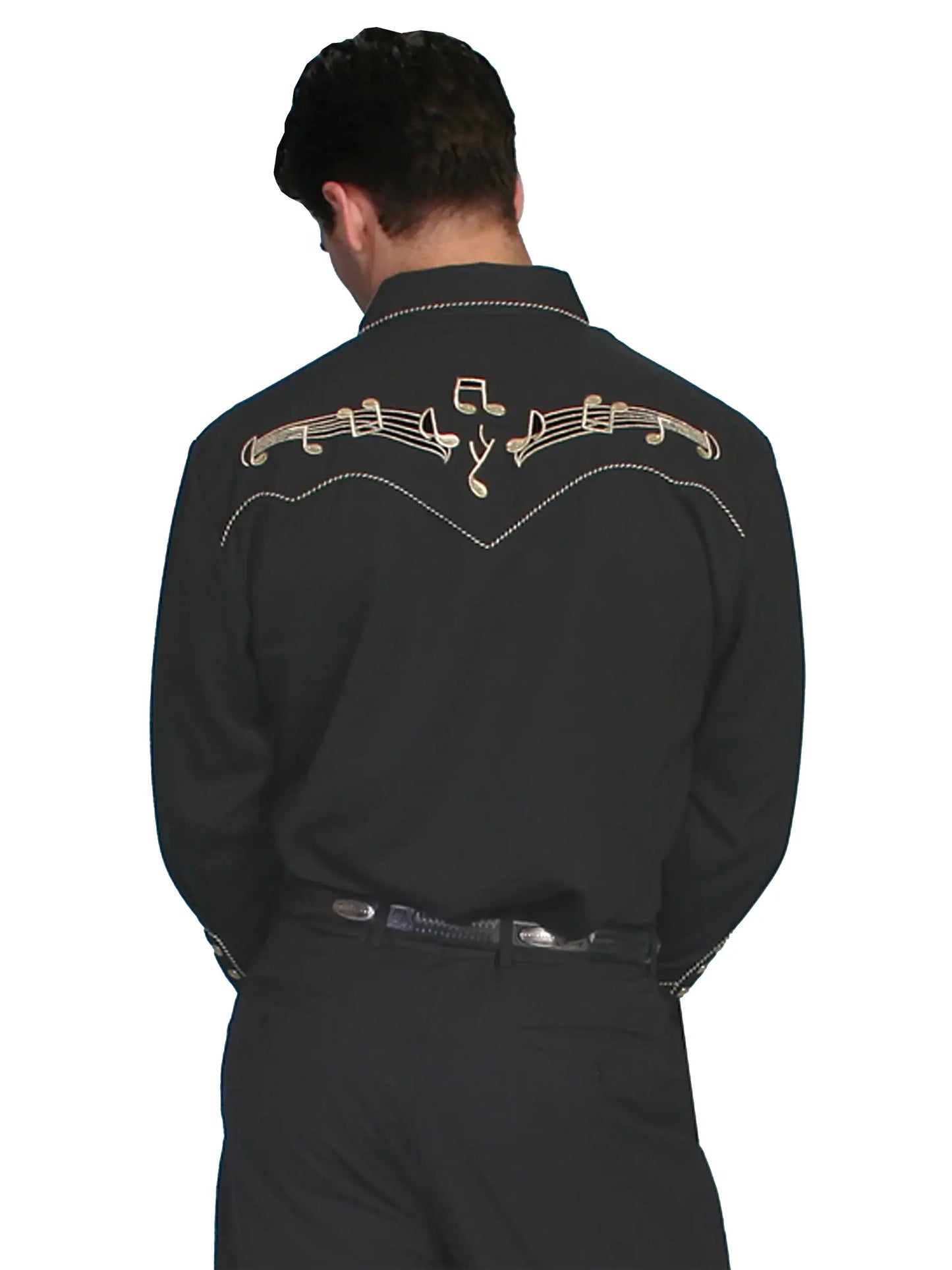 Scully BLACK GOLD EMBROIDERY NOTES SHIRT - Scully Leather - Flyclothing LLC