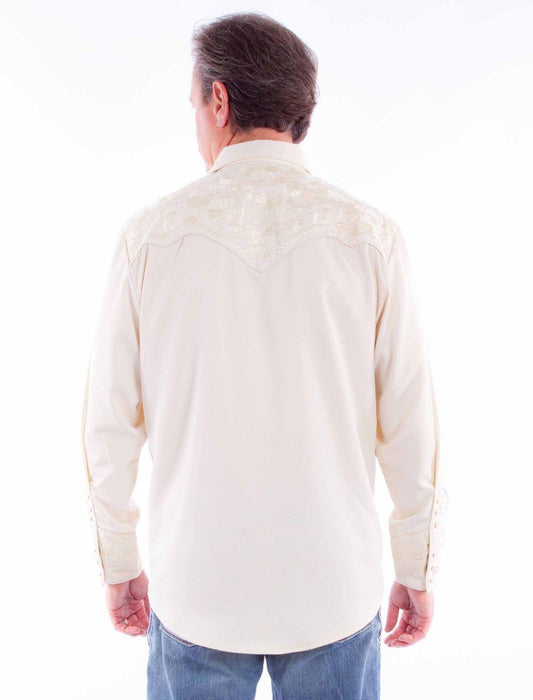 Scully Leather Ivory Embroidered Western Shirt - Flyclothing LLC
