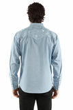 Scully Leather Light Blue Floral Tooled Embroidery Shirt - Scully Leather