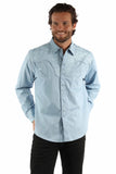 Scully Leather Light Blue Floral Tooled Embroidery Shirt - Scully Leather