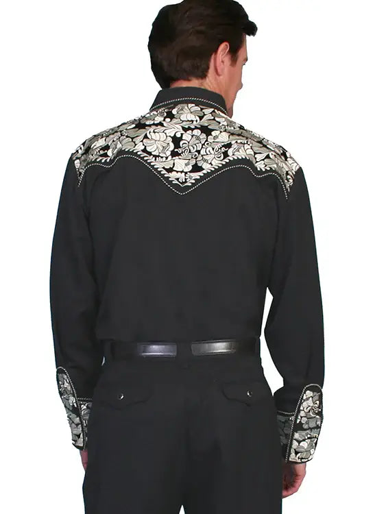 Scully Leather Silver Poly/rayon blend snap front shirt - Scully Leather - Flyclothing LLC