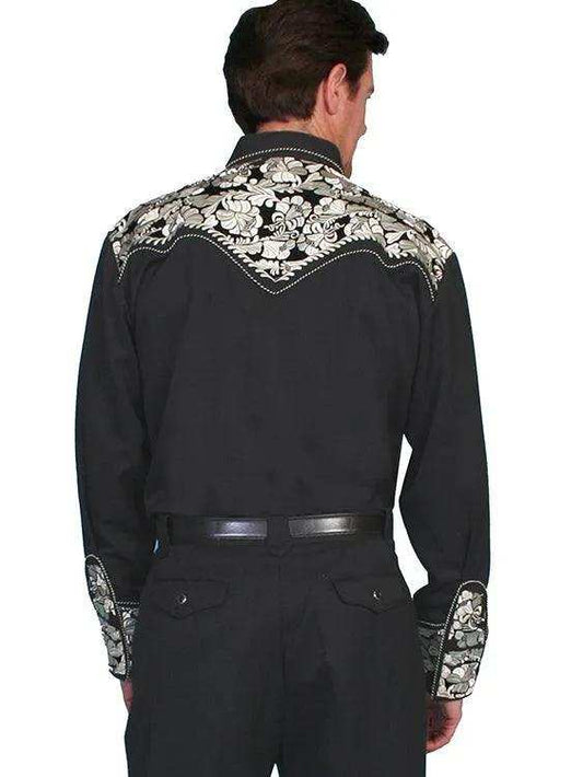 Scully Leather Silver Poly/rayon blend snap front shirt - Scully Leather - Flyclothing LLC