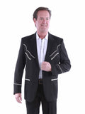Scully Leather Black Solid Blazer W/Piping