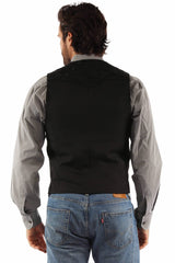 Western Scully Jet Black Floral Tooled Embroidered Vest - Scully Leather - Flyclothing LLC