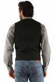Western Scully Jet Black Floral Tooled Embroidered Vest - Scully Leather
