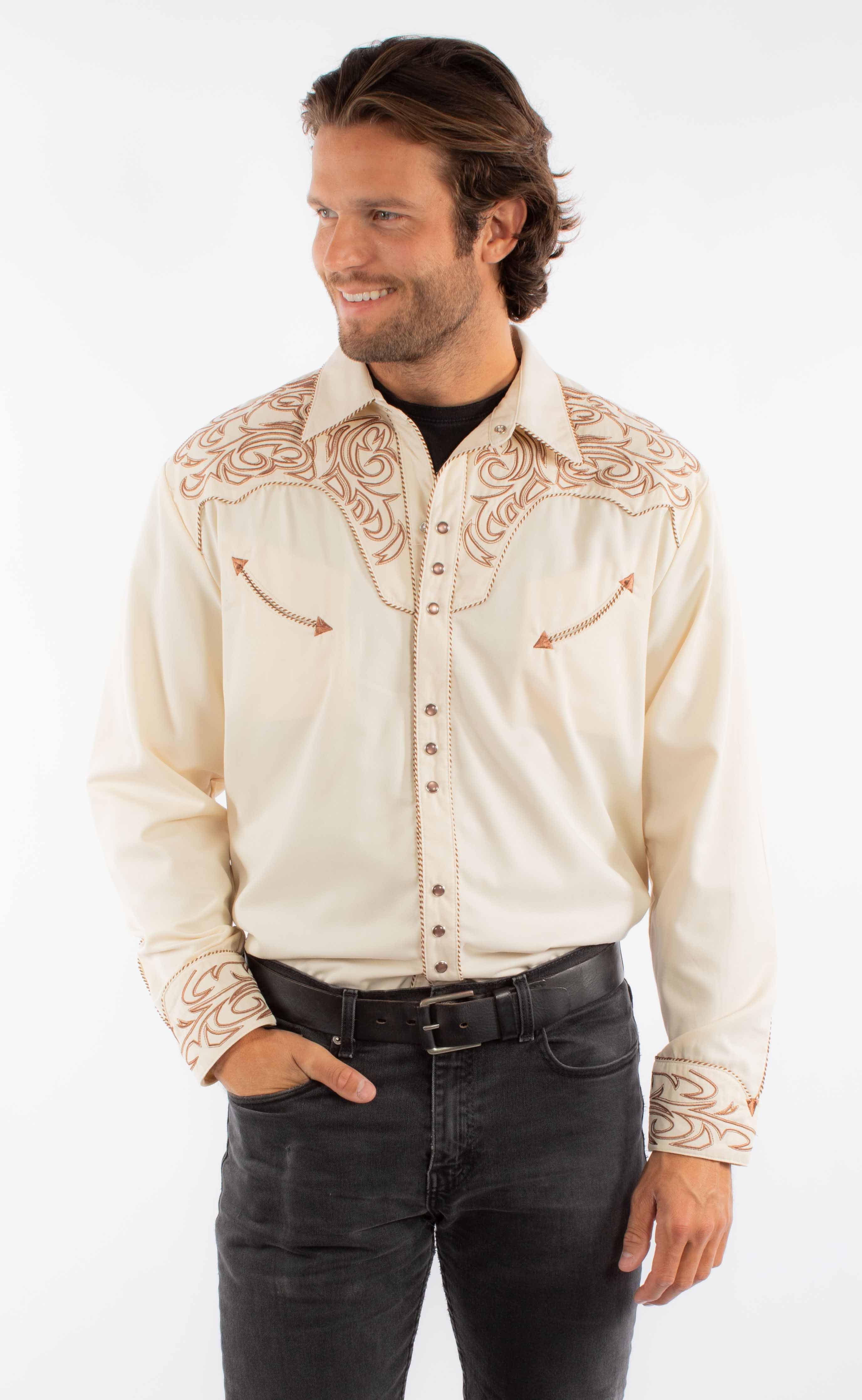 Scully Leather Western Scully Pickstitch Yokes/Cuffs Shirt - Scully Leather