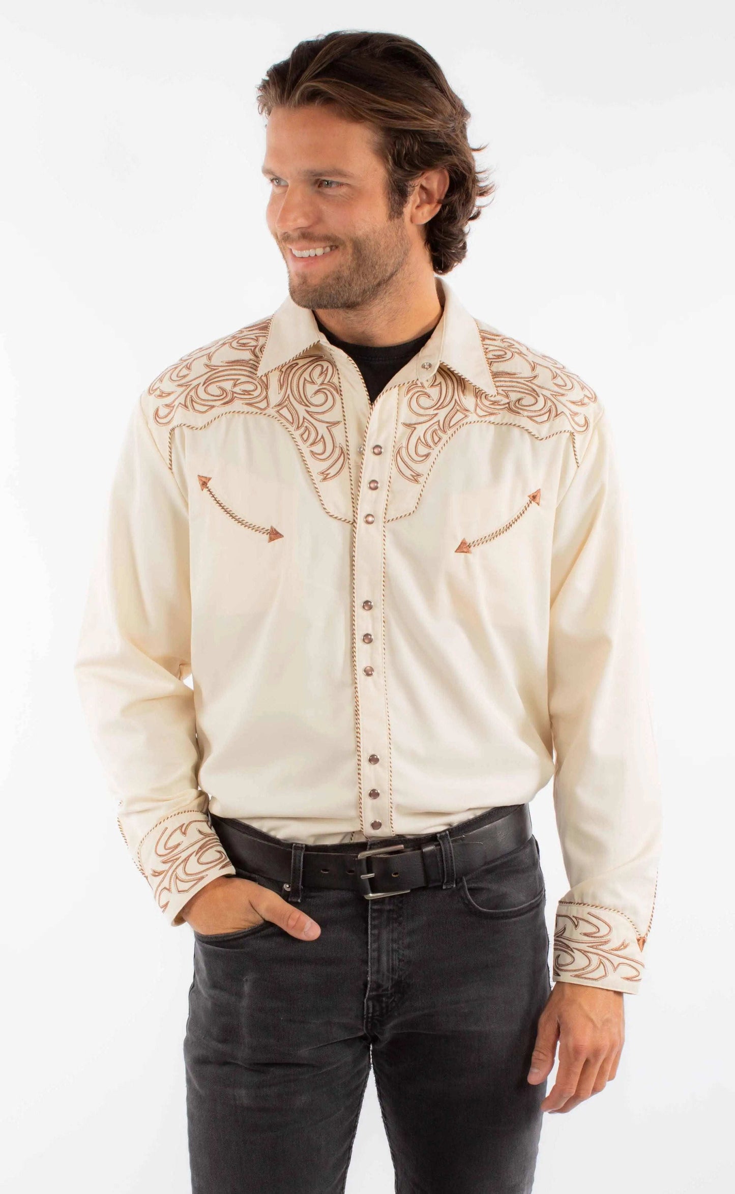 Scully Leather Western Scully Pickstitch Yokes/Cuffs Shirt - Scully Leather - Flyclothing LLC