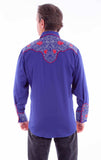 Scully Leather navy rose emb. Pick stitch shirt - Scully Leather - Flyclothing LLC