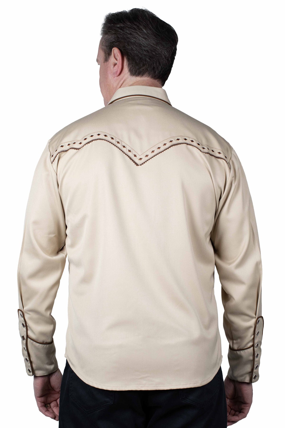 Scully Tan Diamond Yoke Emb. Shirt