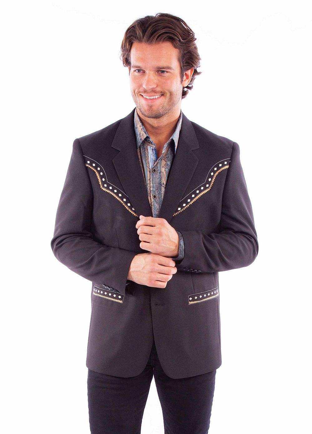 Scully Leather Western Scully Diamond Yoke Blazer Long - Scully Leather - Flyclothing LLC