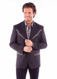 Scully Leather Black Cream Diamond Yoke Blazer - Scully Leather