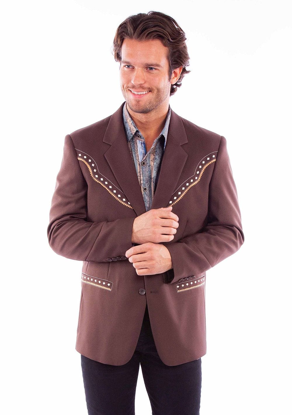 Scully Leather Western Scully Diamond Yoke Blazer Long - Scully Leather