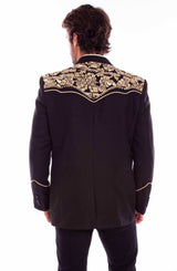 Scully Leather Western Scully Floral Embroidered Blazer Gold & Black - Scully Leather - Flyclothing LLC