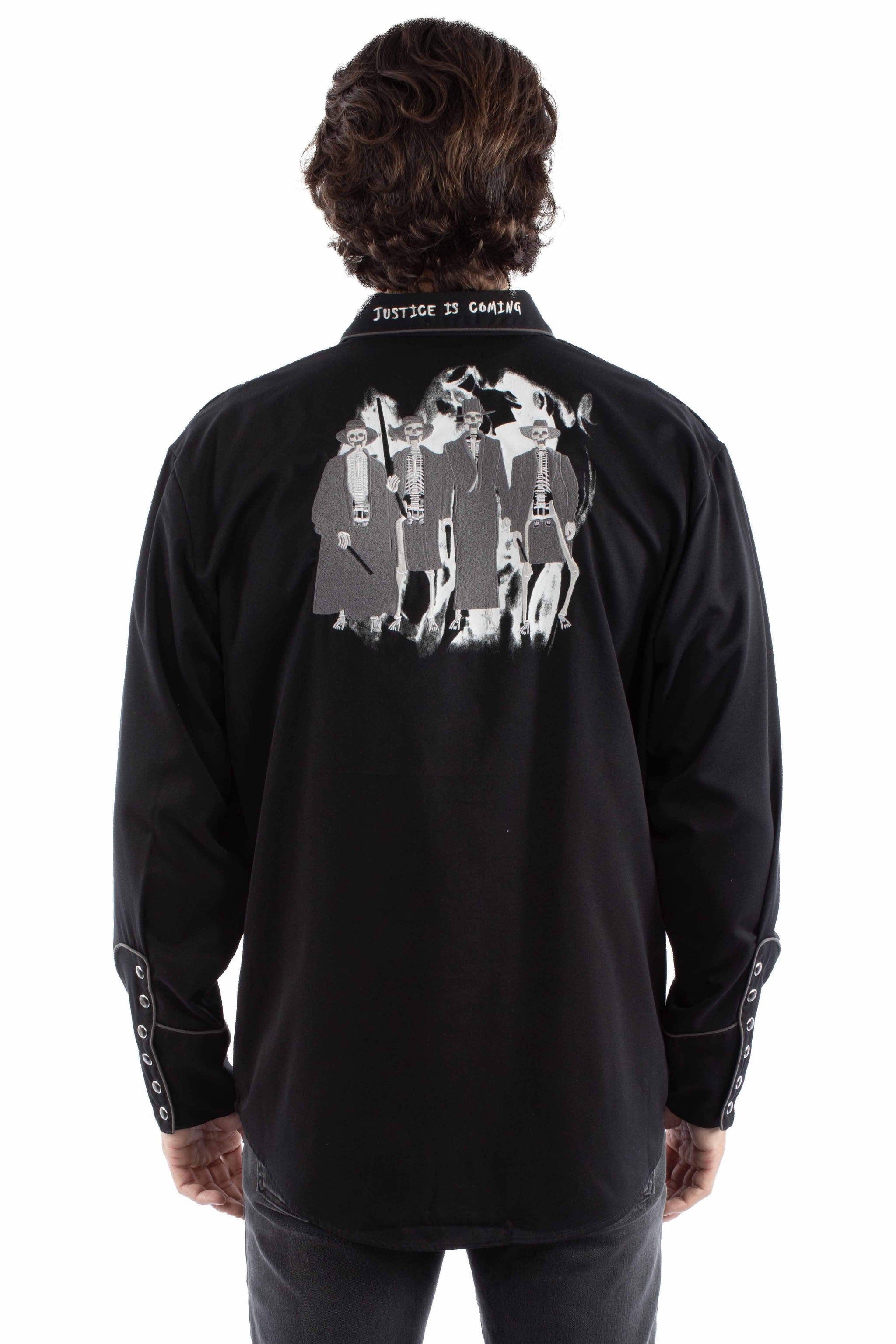 Scully Leather Black Justice Embroidered Shirt - Scully Leather - Flyclothing LLC