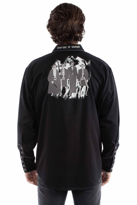 Scully Leather Black Justice Embroidered Shirt - Scully Leather