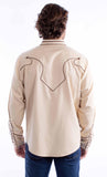 Scully Leather tan solid shirt with piping & arrows - Scully Leather