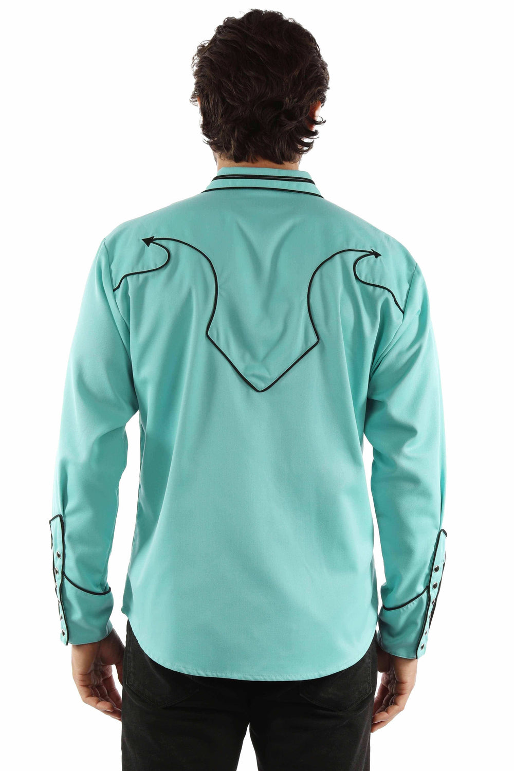 Scully Leather turquoise solid shirt with piping & arrows - Scully Leather - Flyclothing LLC